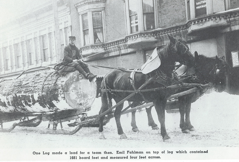 Horse and Sled With Large Log, Undated