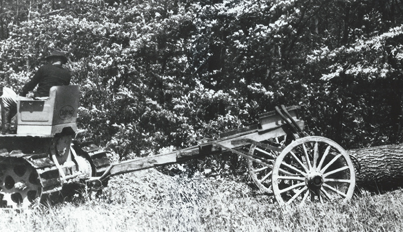 Tractor And Dolly Skidding Log, Circa 1925